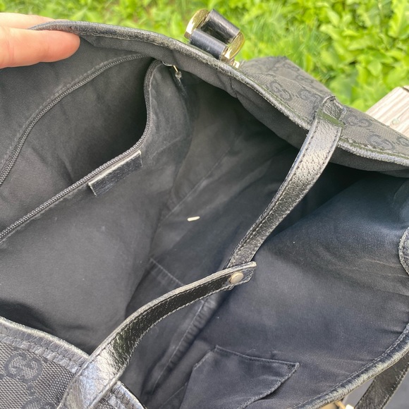 Authentic Gucci D-Ring GG logo tote black gold Y2K - Picture 7 of 13